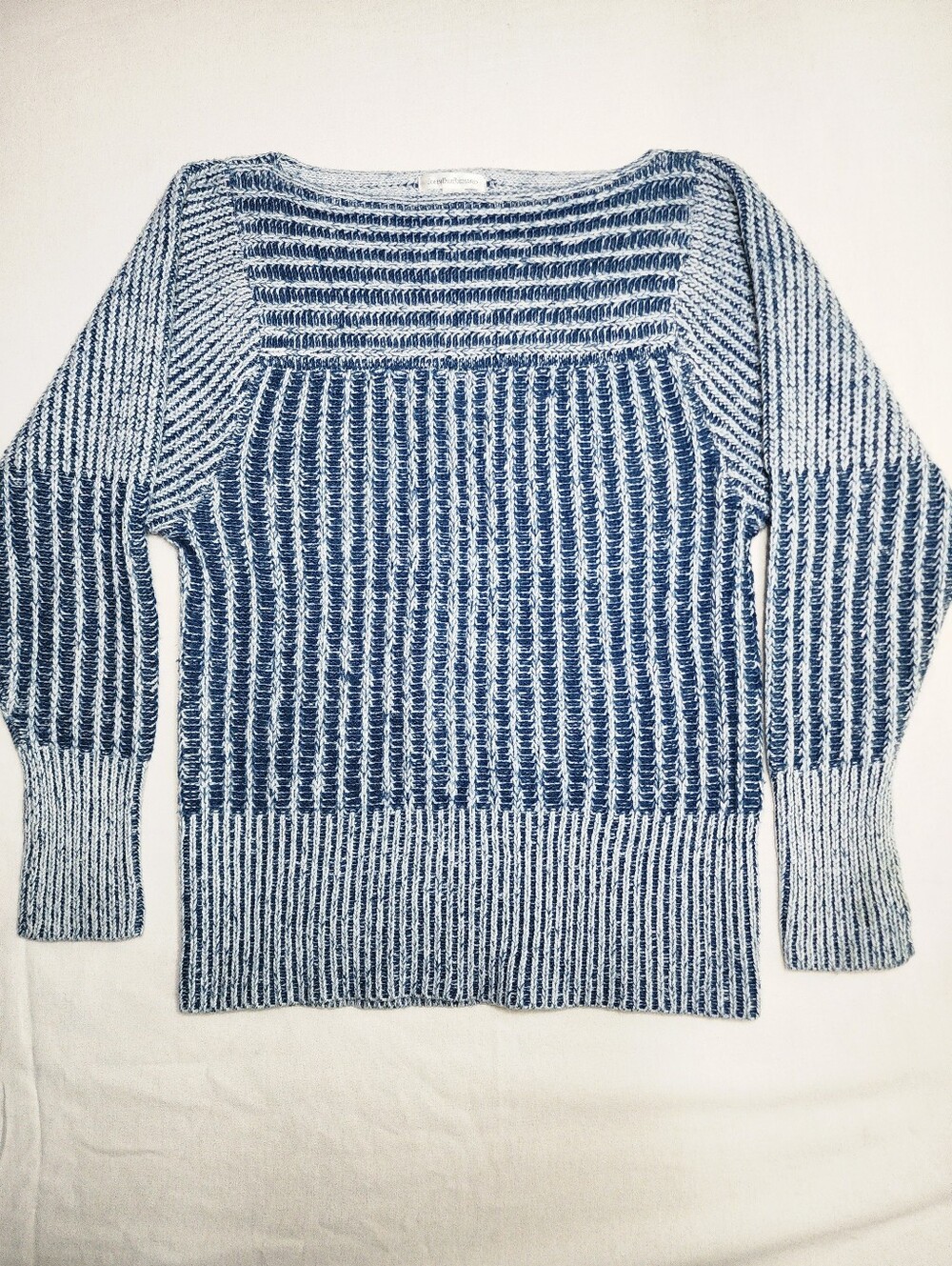 JohnPaulRichard Blue and White Marled Crewneck Sweater